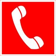 white handset in a red square