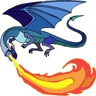 Cartoon Dragon Breathing Fire N15