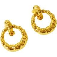 Awesome Christian Dior Rope Turned Gold Tone Door Knocker Earrings