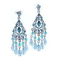 Aquamarine Blue Crystal 2 3 4 Inch Chandelier Earrings