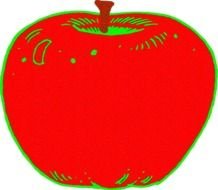 red apple fresh drawing