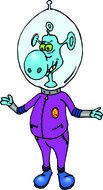 Cartoon Alien as a graphic illustration