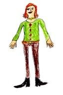 child's drawing of a girl with red hair