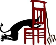 red chair on the black background