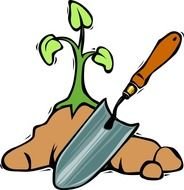 Gardening Shovel Clip Art Logo Illustration