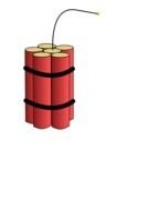 bunch of Dynamite stick with burning fuse, Clipart
