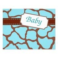 Blue Giraffe Baby Shower Clip Art