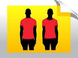 Black silhouettes of the people in the red t-shirts clipart