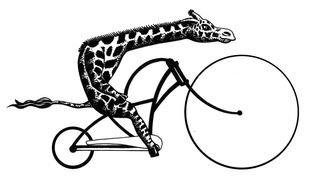 cartoon giraffe on a bicycle