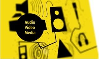 Audio, Video, media, yellow and black design