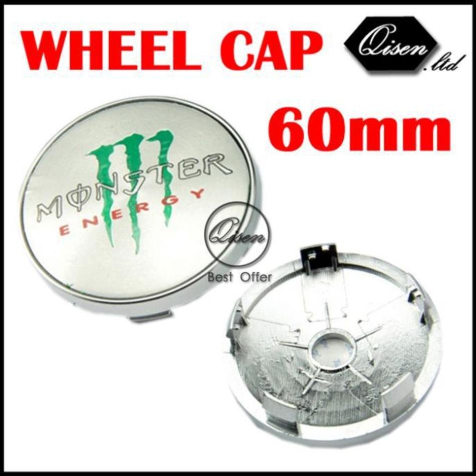 SILVER MONSTER 60MM WHEEL Hub Center LOGO Caps BADGE EMBLEM Metal