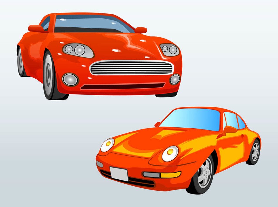Cred and orange cars drawing