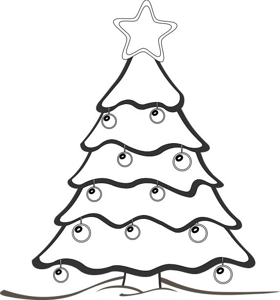 Black And White Christmas Tree Clip Art N17