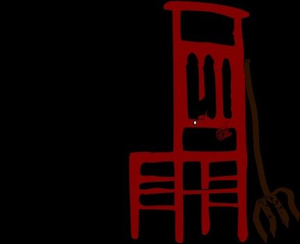 red chair on the black background