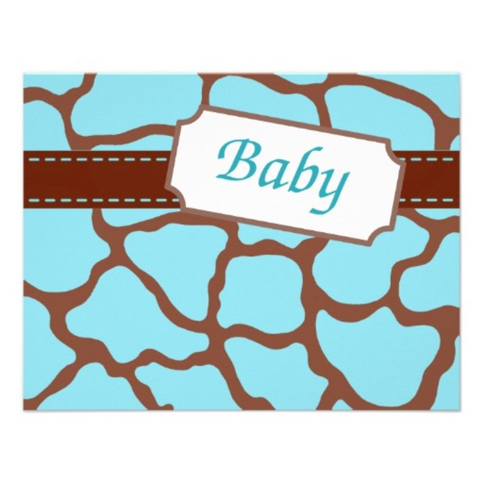 Blue Giraffe Baby Shower Clip Art
