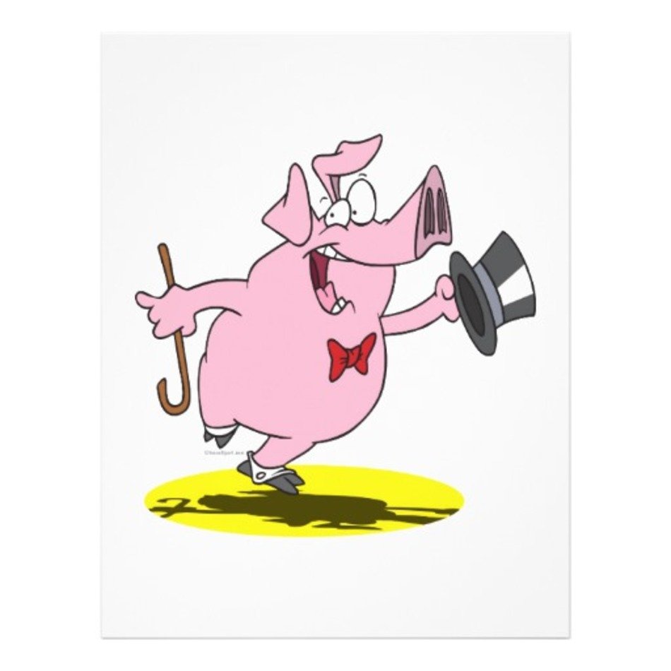 Funny Pig Dancer Dancing Performer Cartoon Flyers