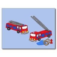Cartoon Fireman With Fire Truck