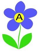painted purple flower with the letter a