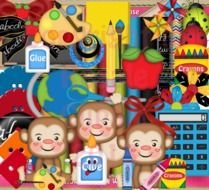 To School Monkey Boys Scrap Kit Back