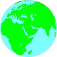 green World Map on blue globe, drawing