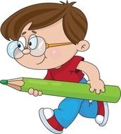 Cartoon boy with the pencil clipart