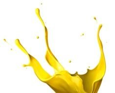 splashes of yellow paint on a black background