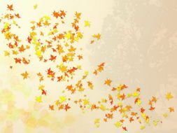 Flying autumn leaves clipart