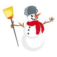 drawing of Stick Figure of snowman with Happy Face