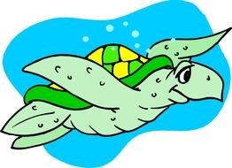 Cartoon Turtle Swimming N3