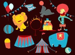 cartoon circus on a brown background