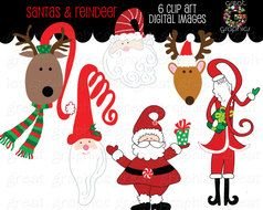 Printable Santa Reindeer Clip Art
