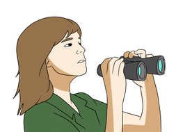 girl with binoculars as a graphic illustration