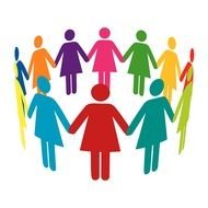 women in a circle like colorful shapes