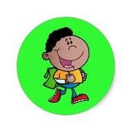 African American Cartoon Kids Walking
