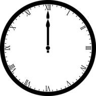 painted black and white clock showing 12 hours
