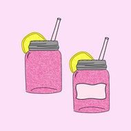Pink Lemonade Mason Jar Clip Art N2