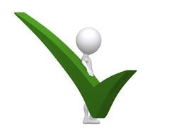 green checkmark and white man