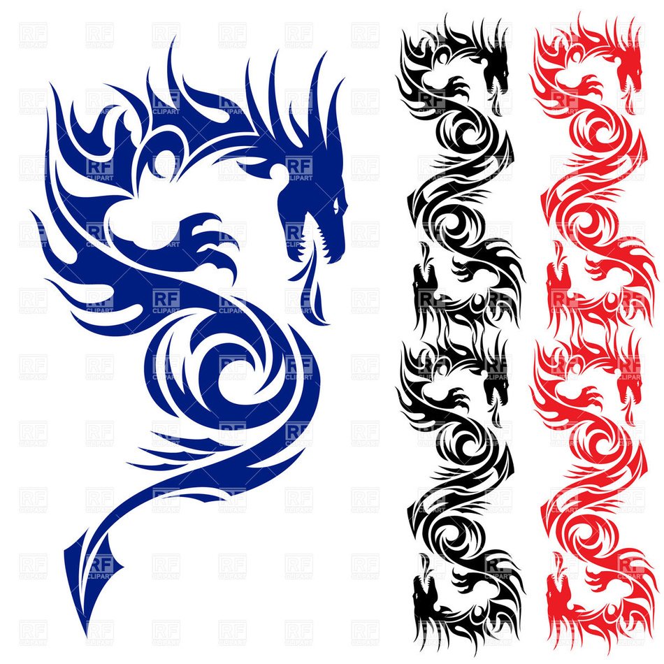 Asian Dragon Tattoo Outline