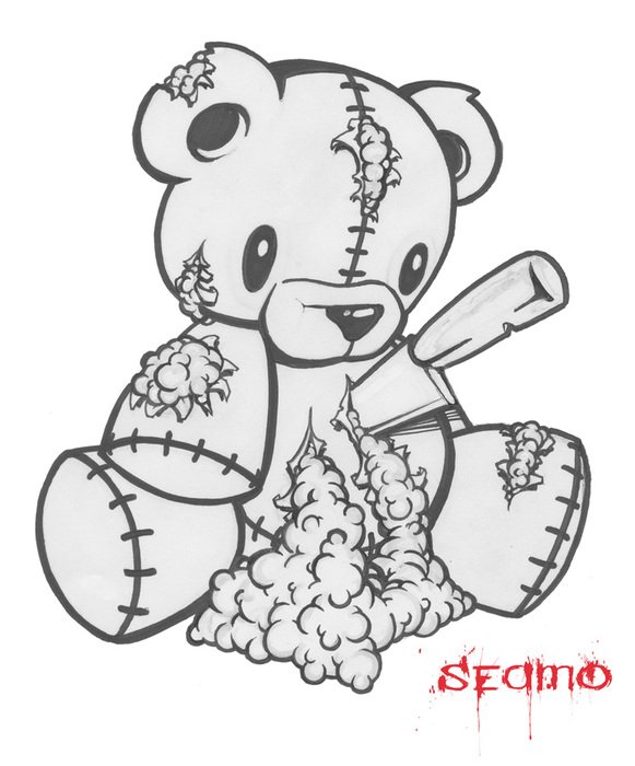 Dead Teddy Bear Drawing
