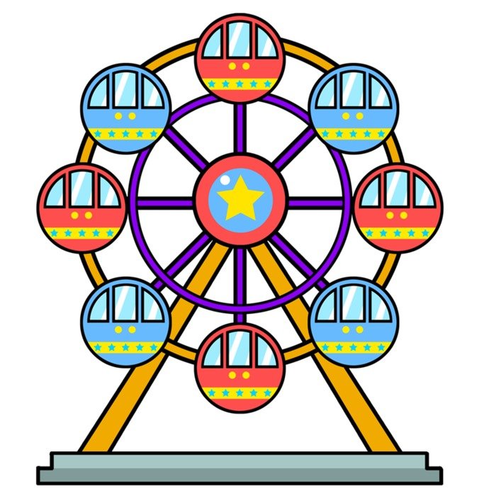 cartoon ferris wheel as picture for clipart