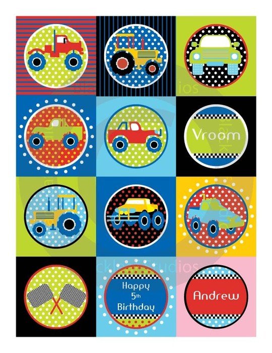 Monster Truck Cupcake Toppers Printable