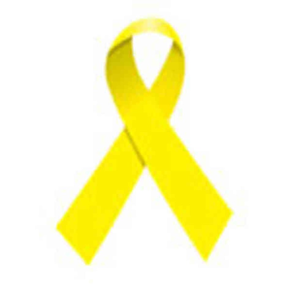 Yellow Cancer Ribbon Tattoo