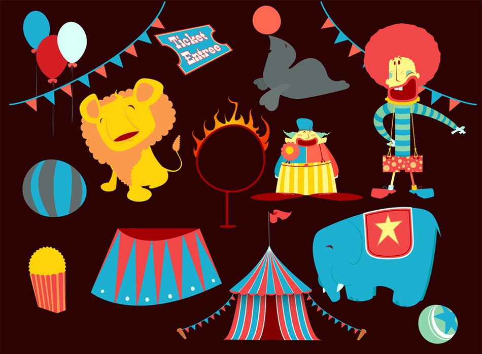 cartoon circus on a brown background