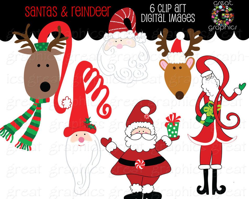 Printable Santa Reindeer Clip Art
