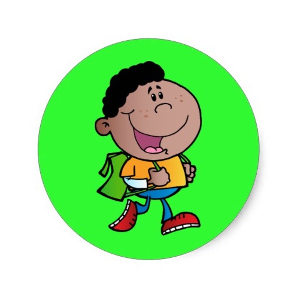 African American Cartoon Kids Walking