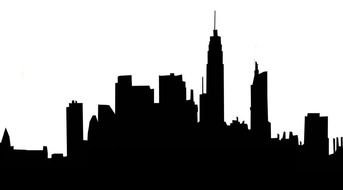 black silhouette of the city of Chicago on a white background