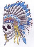 skull with feather crown