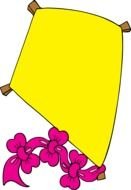 yellow kite with pink band, drawing