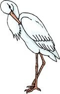 Cartoon Heron Bird drawing