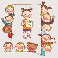 drawn laughing children